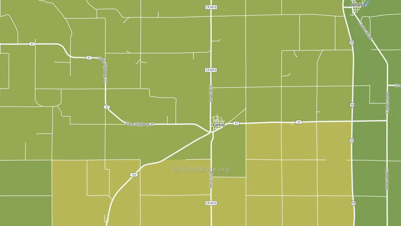 Earling, IA Map of Burglary Rates