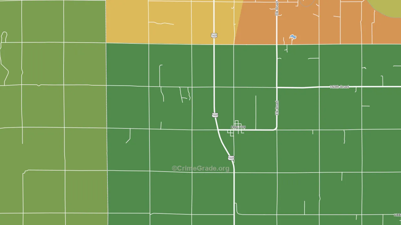 Earlton, KS Map of Burglary Rates