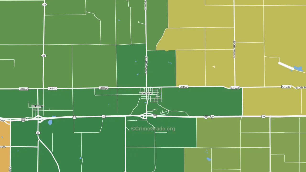 Earlville, IA Map of Burglary Rates