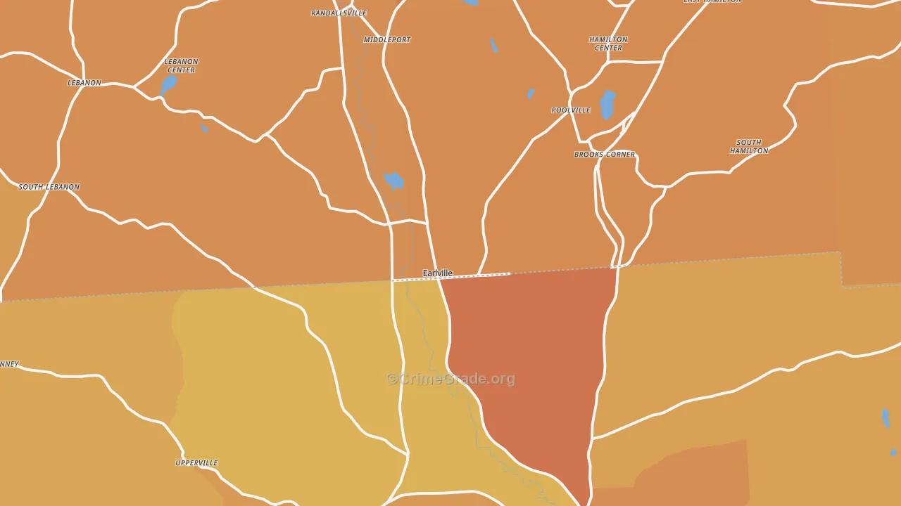 Earlville, NY Map of Burglary Rates