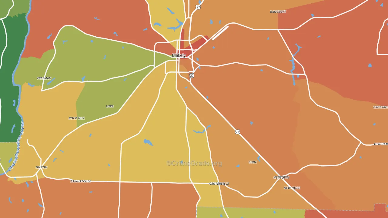 Early County, GA Map of Burglary Rates