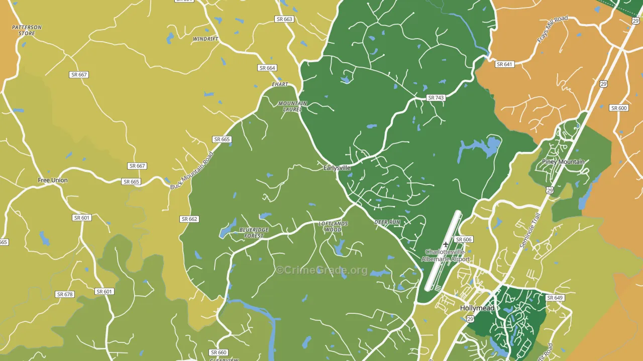 Earlysville, VA Map of Burglary Rates