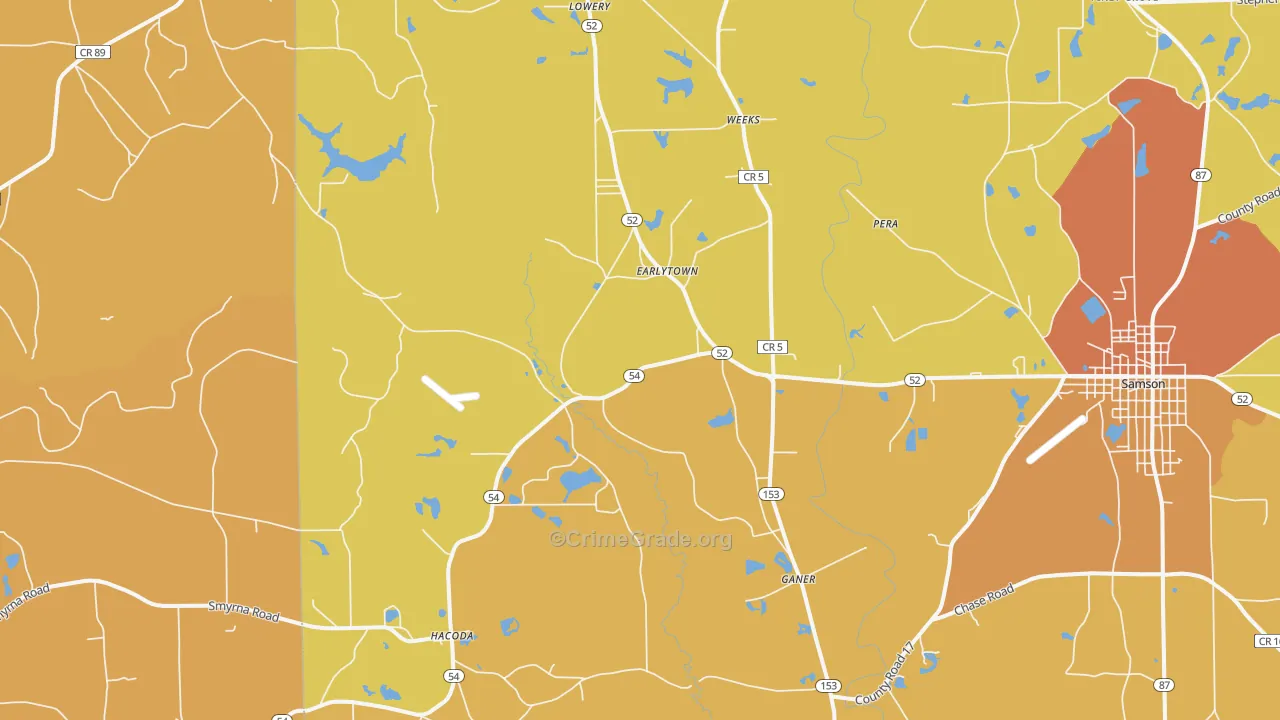 Earlytown, AL Map of Burglary Rates