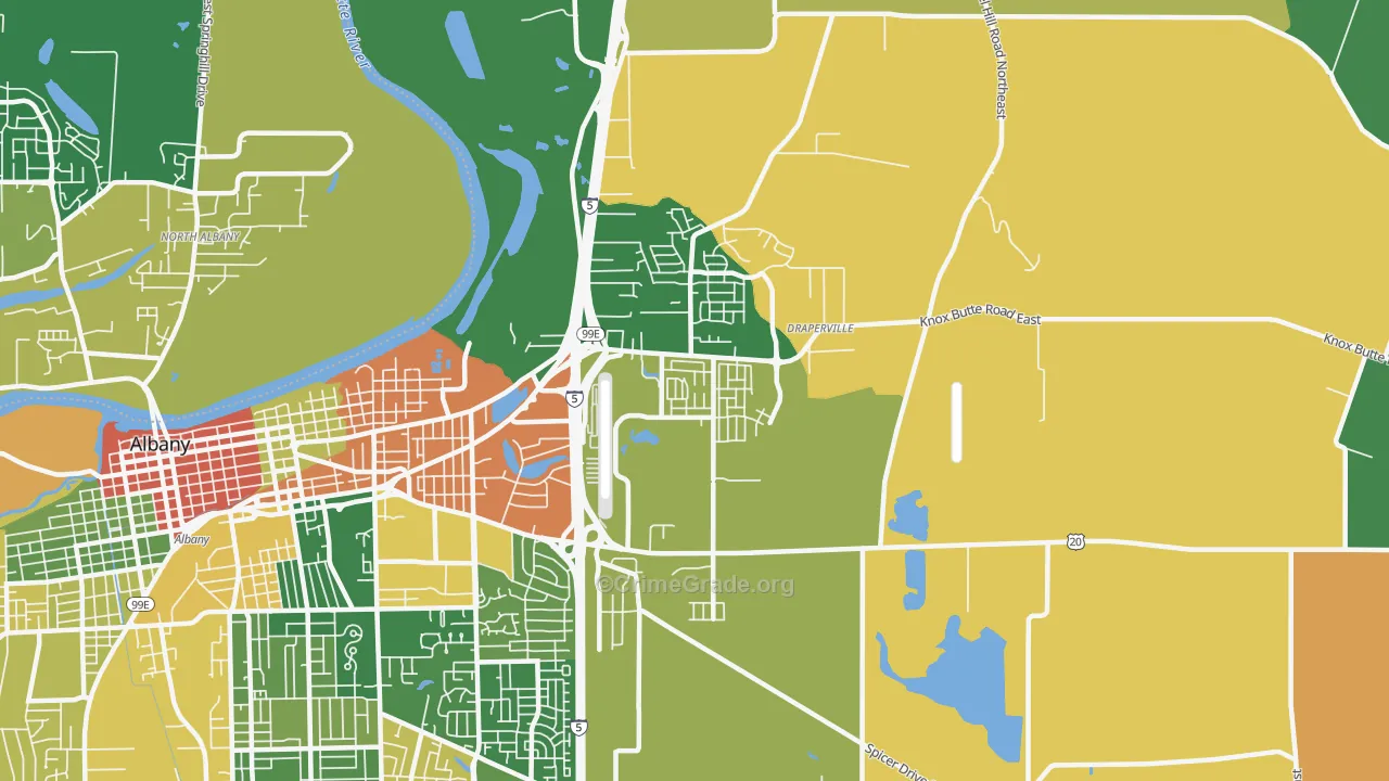 East Albany, Albany, OR Map of Burglary Rates