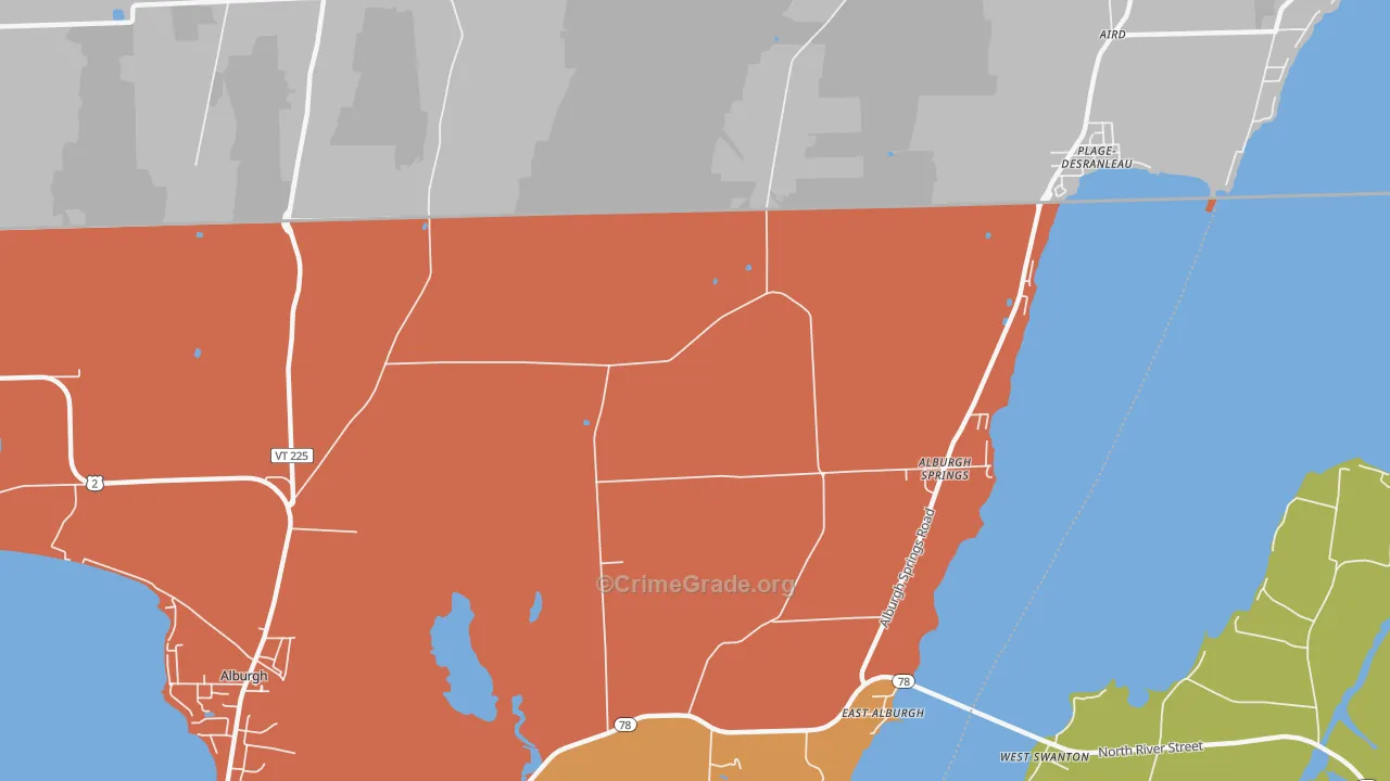 East Alburg, VT Map of Burglary Rates
