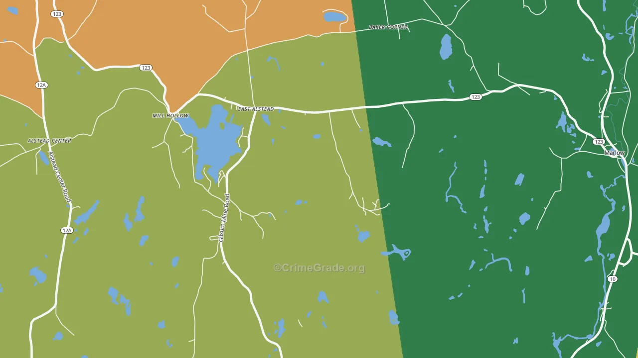 East Alstead, NH Map of Burglary Rates