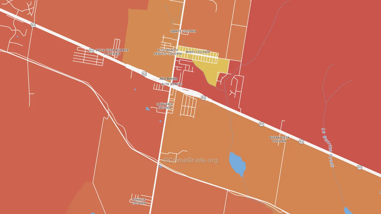 East Alto Bonito, TX Map of Burglary Rates