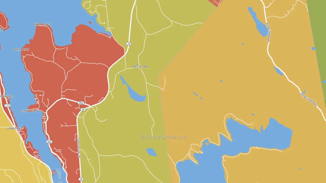 East Alton, NH Map of Burglary Rates