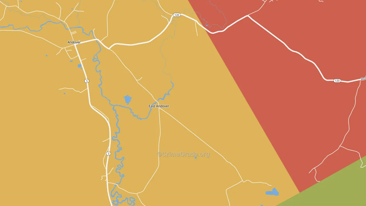 East Andover, ME Map of Burglary Rates