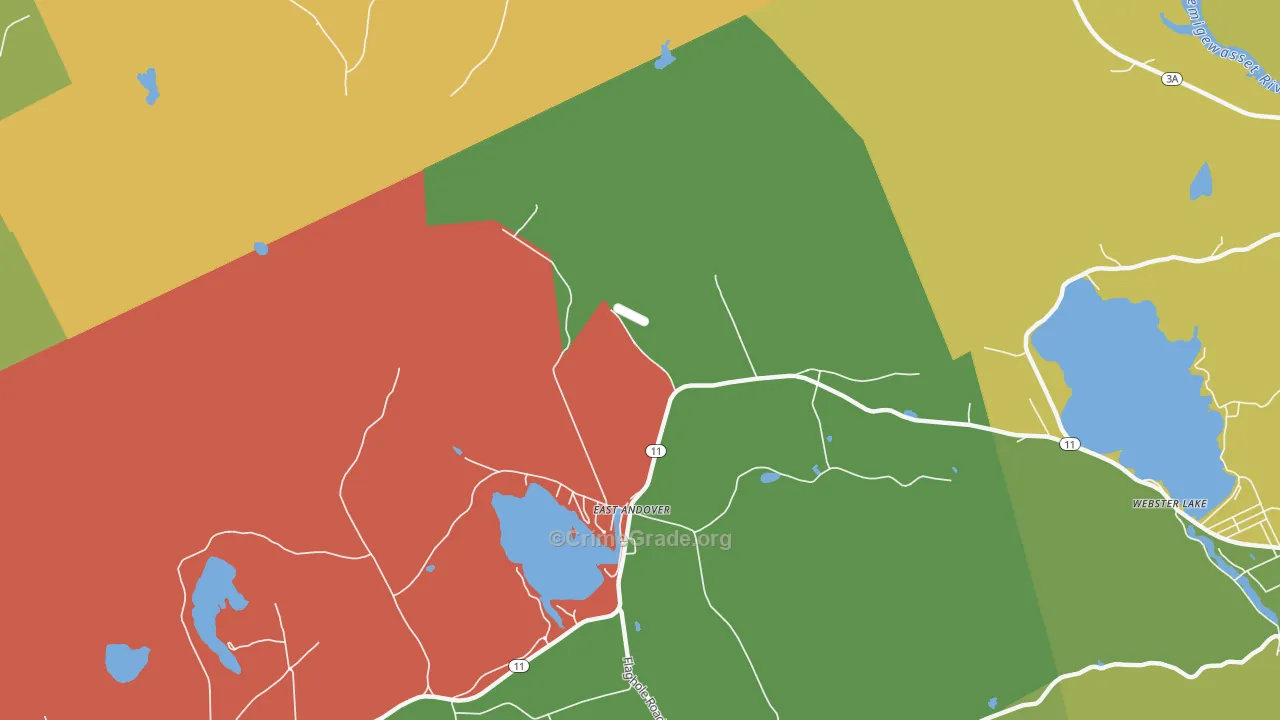 East Andover, NH Map of Burglary Rates