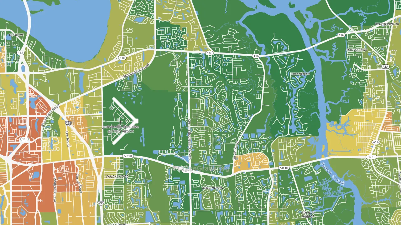 East Arlington, Jacksonville, FL Map of Burglary Rates