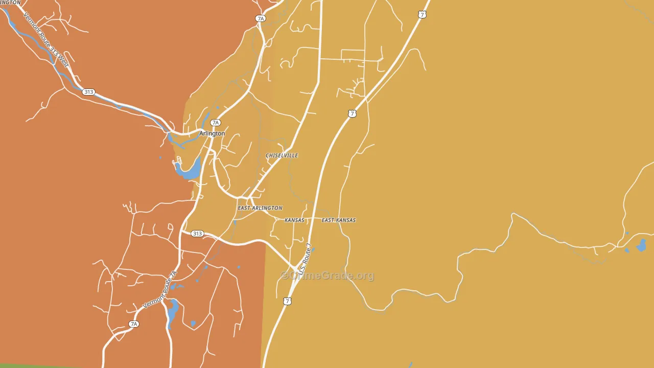 East Arlington, VT Map of Burglary Rates