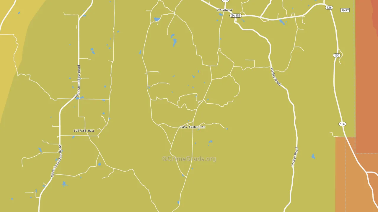 East Armuchee, GA Map of Burglary Rates