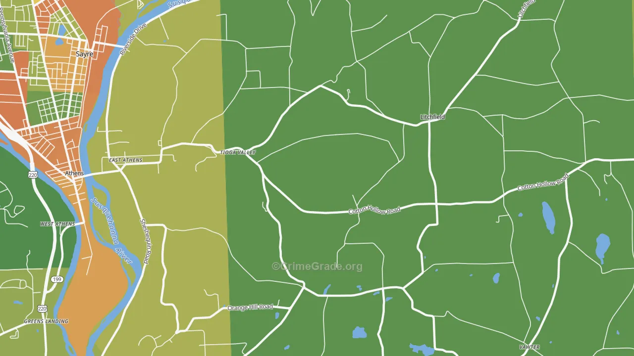 East Athens, PA Map of Burglary Rates