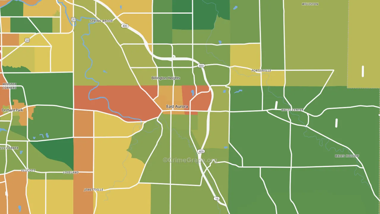 East Aurora, NY Map of Burglary Rates