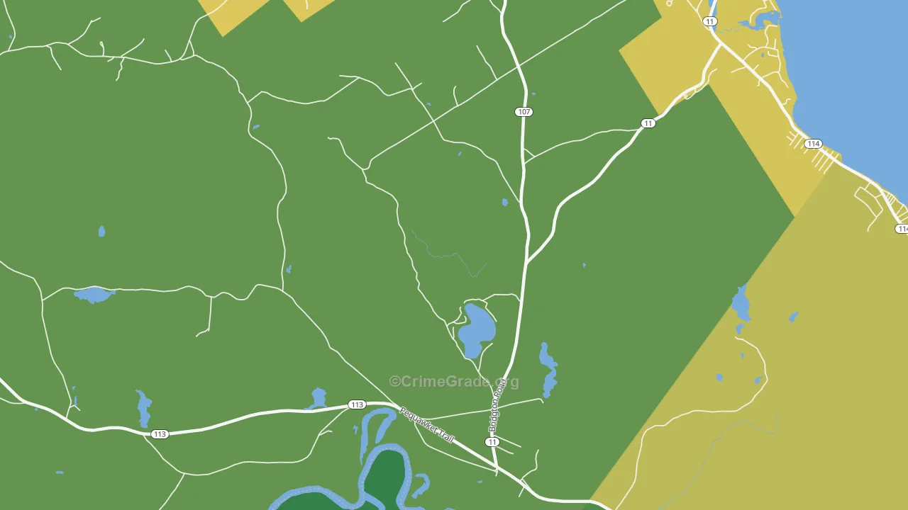 East Baldwin, ME Map of Burglary Rates