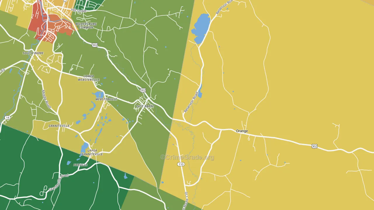 East Barre, VT Map of Burglary Rates