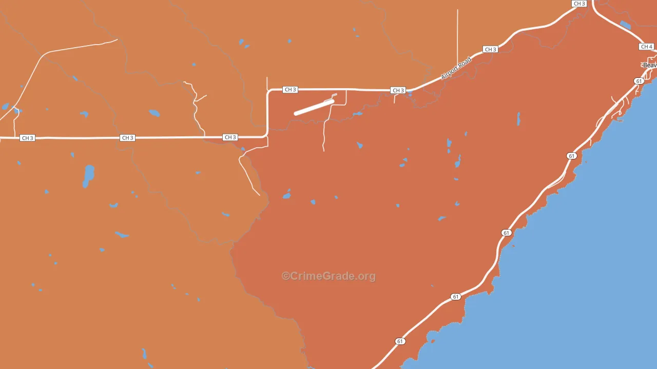 East Beaver Bay, MN Map of Burglary Rates