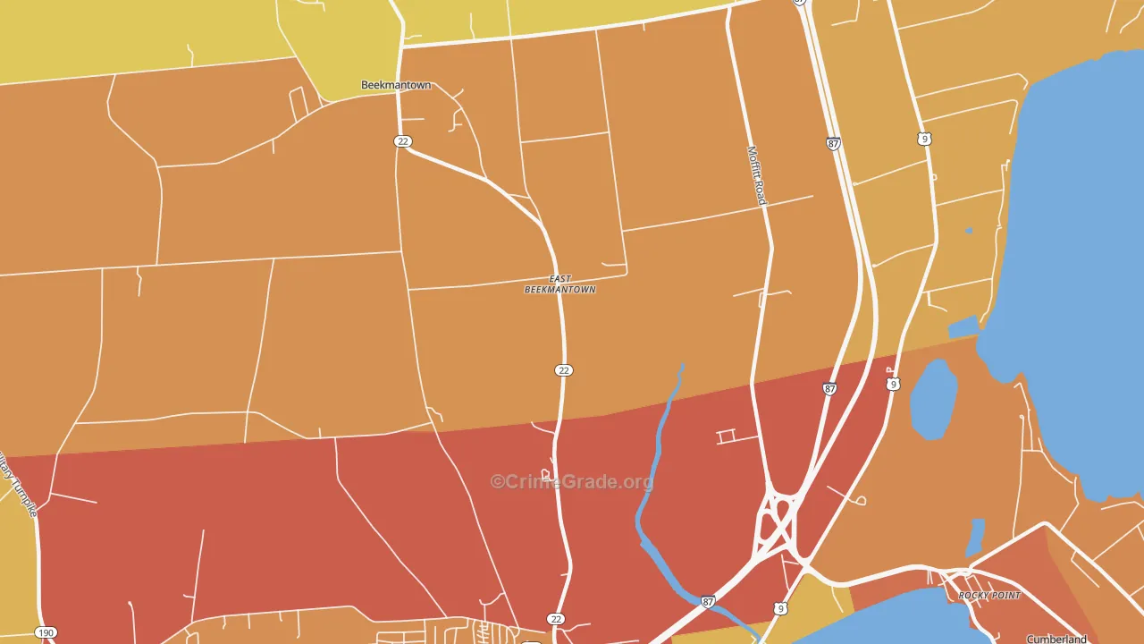East Beekmantown, NY Map of Burglary Rates