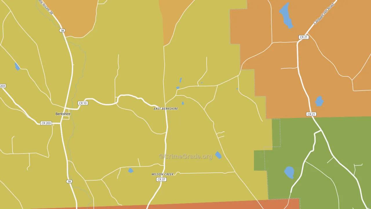 East Berkshire, NY Map of Burglary Rates