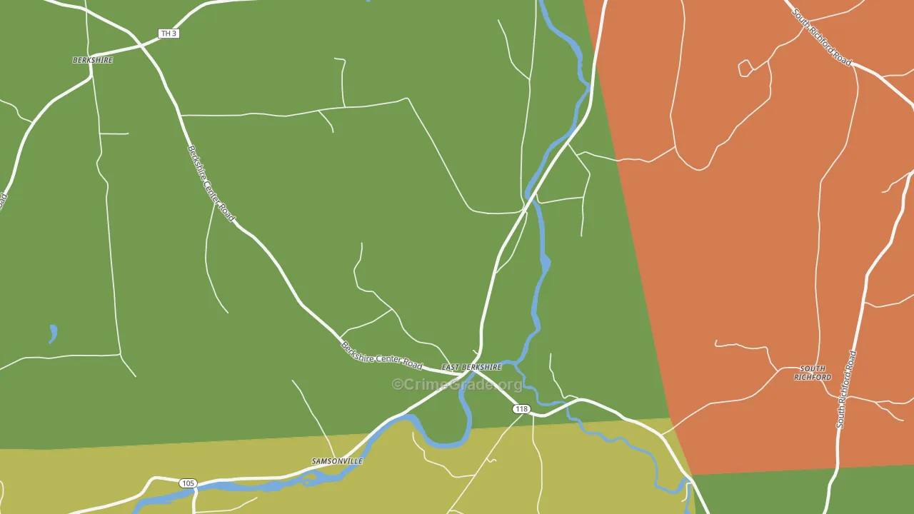 East Berkshire, VT Map of Burglary Rates