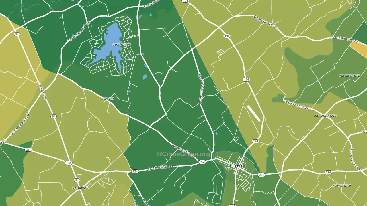 East Berlin, PA Map of Burglary Rates