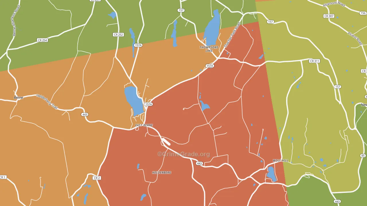East Berne, NY Map of Burglary Rates