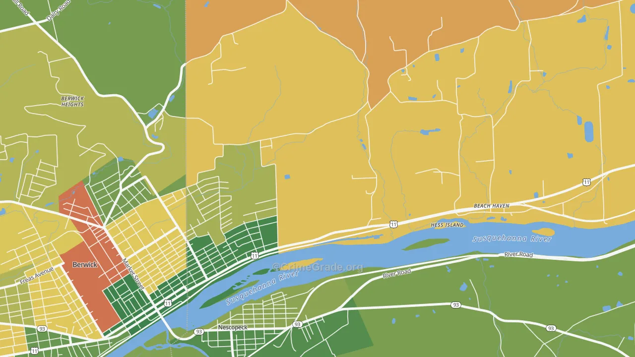 East Berwick, PA Map of Burglary Rates
