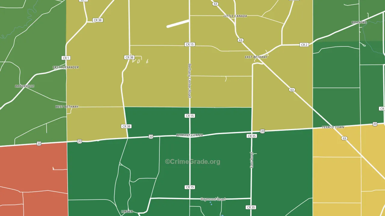East Bethany, NY Map of Burglary Rates