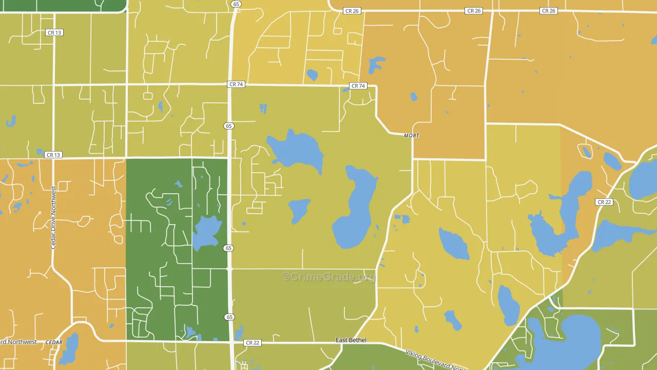 East Bethel, MN Map of Burglary Rates