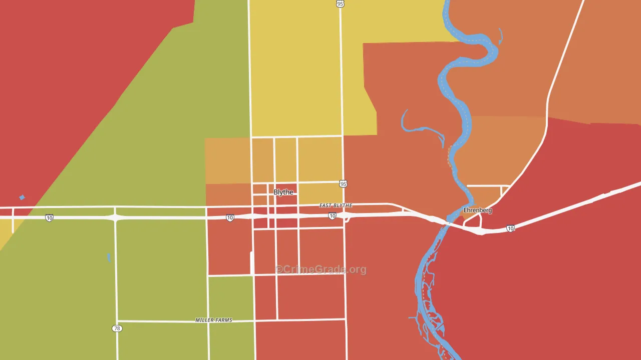 East Blythe, CA Map of Burglary Rates