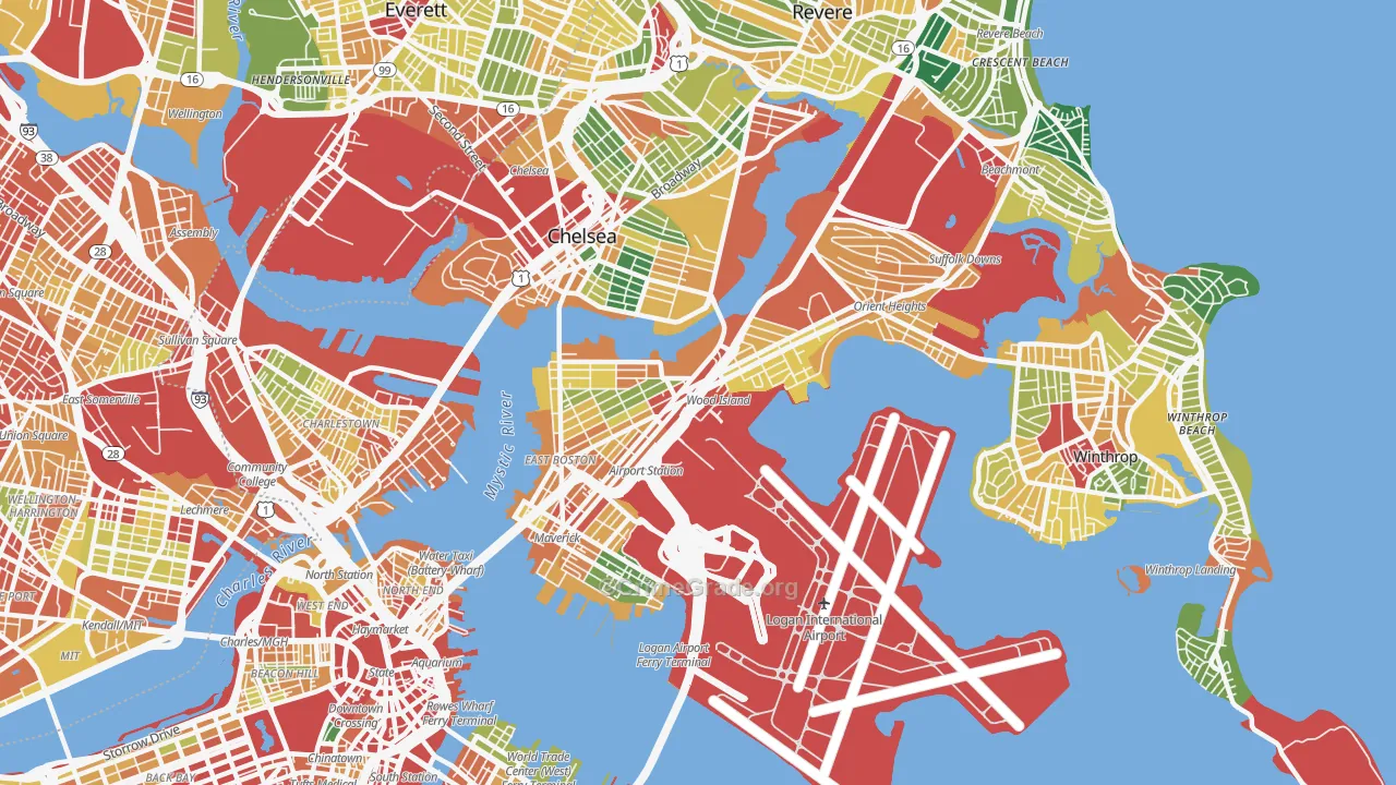 East Boston, Boston, MA Map of Burglary Rates