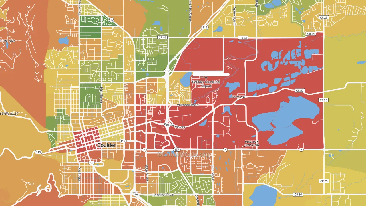East Boulder, Boulder, CO Map of Burglary Rates