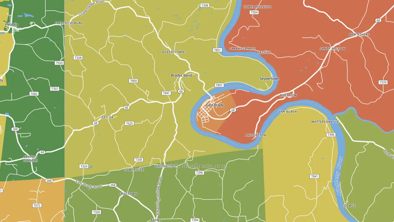 East Brady, PA Map of Burglary Rates