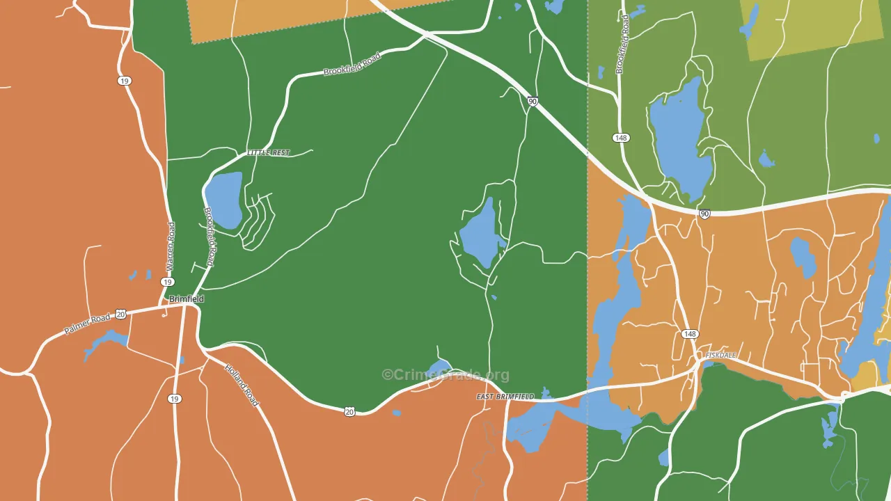 East Brimfield, MA Map of Burglary Rates