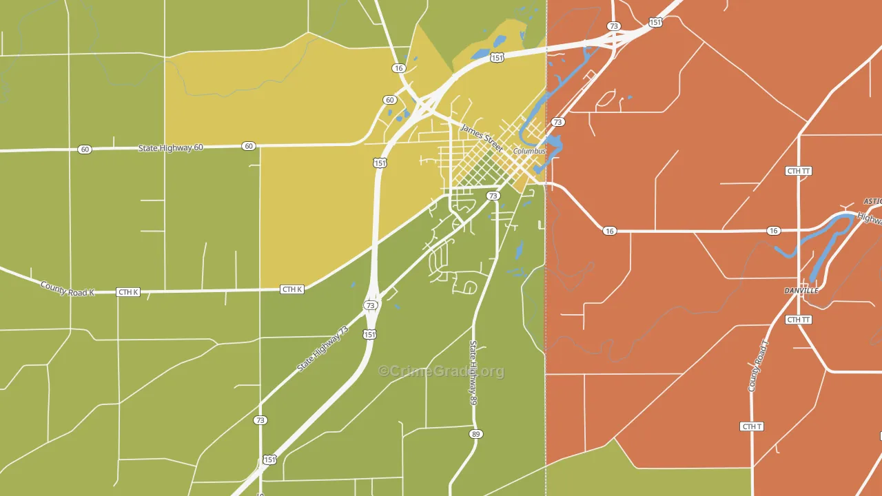 East Bristol, WI Map of Burglary Rates
