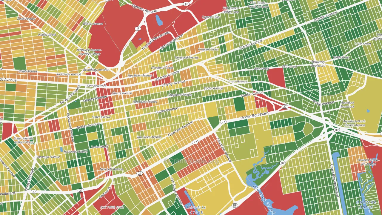 East Brooklyn, Brooklyn, NY Map of Burglary Rates