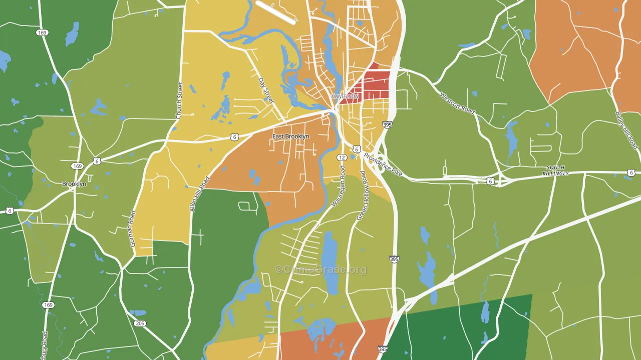 East Brooklyn, CT Map of Burglary Rates