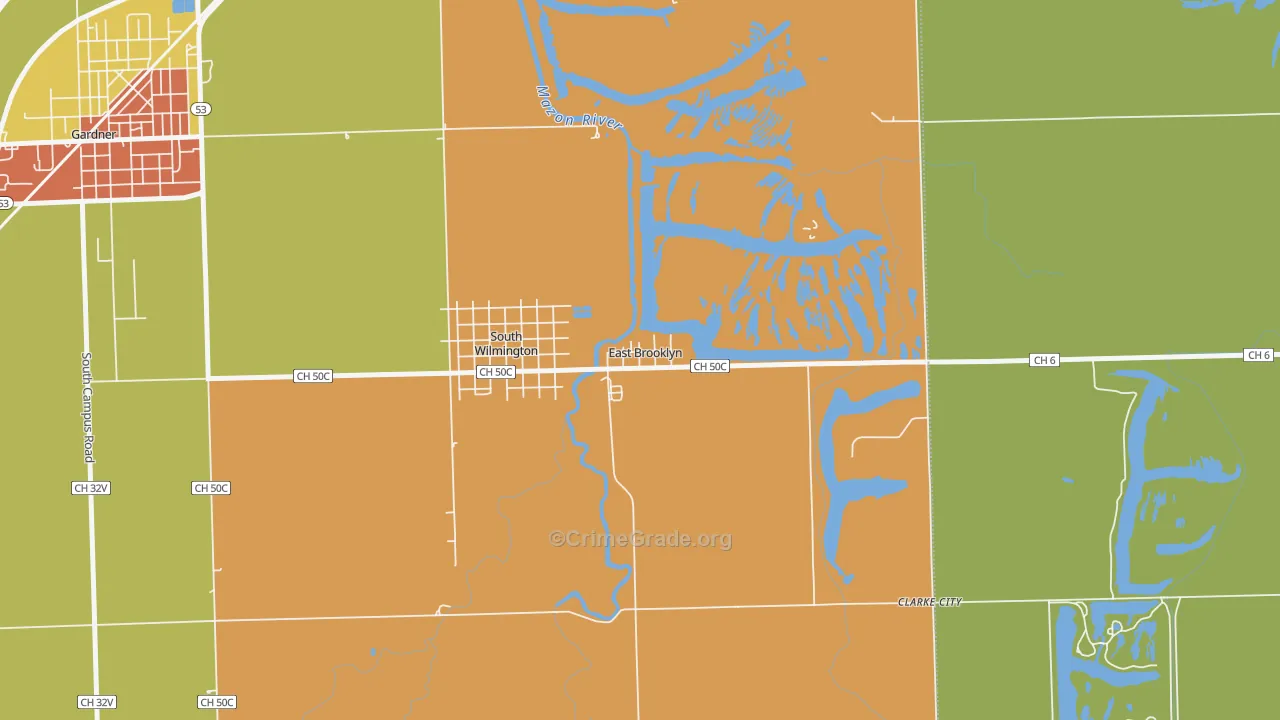 East Brooklyn, IL Map of Burglary Rates