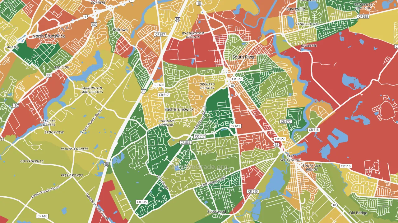 East Brunswick, NJ Map of Burglary Rates