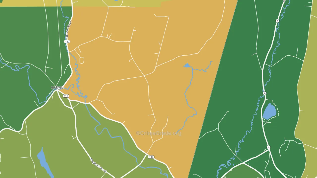 East Buckfield, ME Map of Burglary Rates