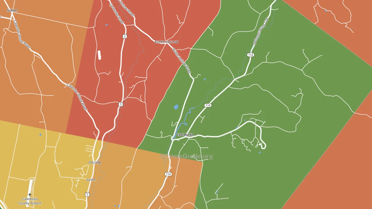 East Burke, VT Map of Burglary Rates