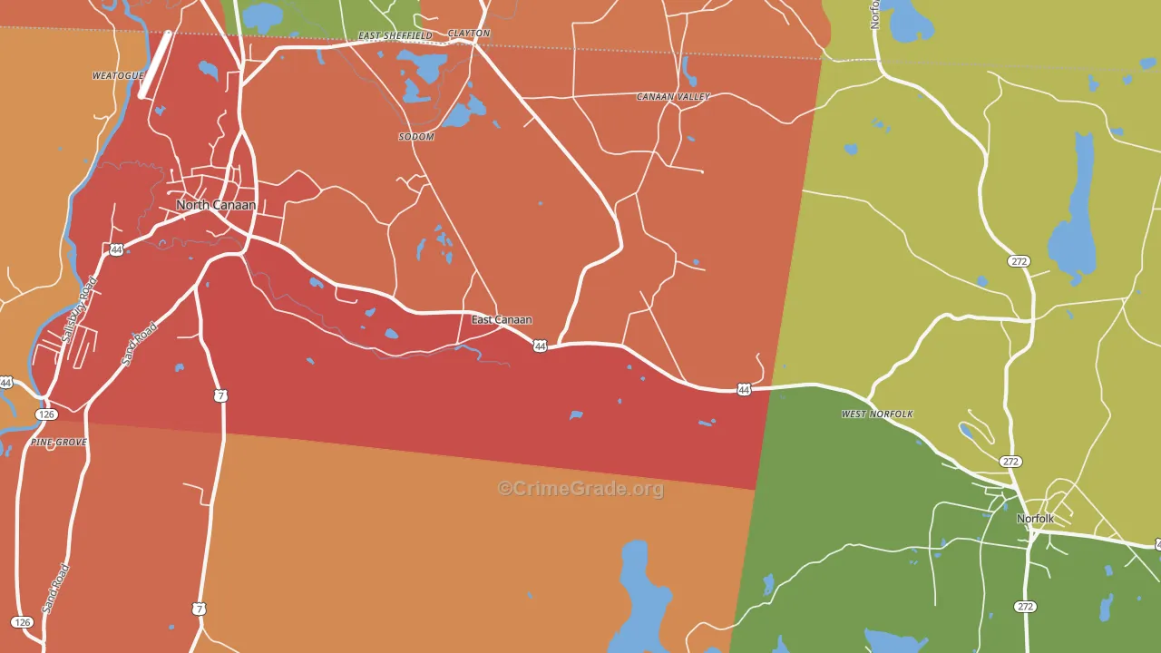 East Canaan, CT Map of Burglary Rates