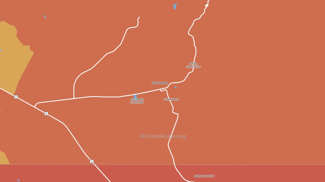 East Carbon, UT Map of Burglary Rates