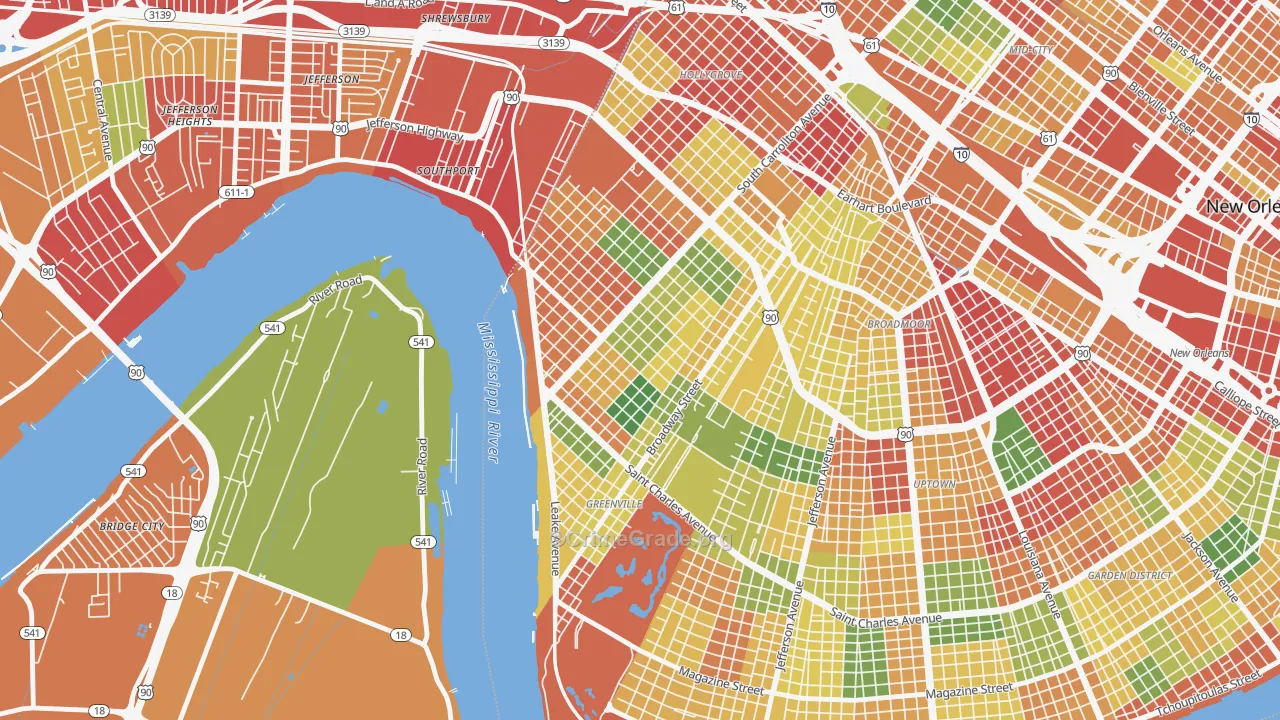 East Carollton, New Orleans, LA Map of Burglary Rates