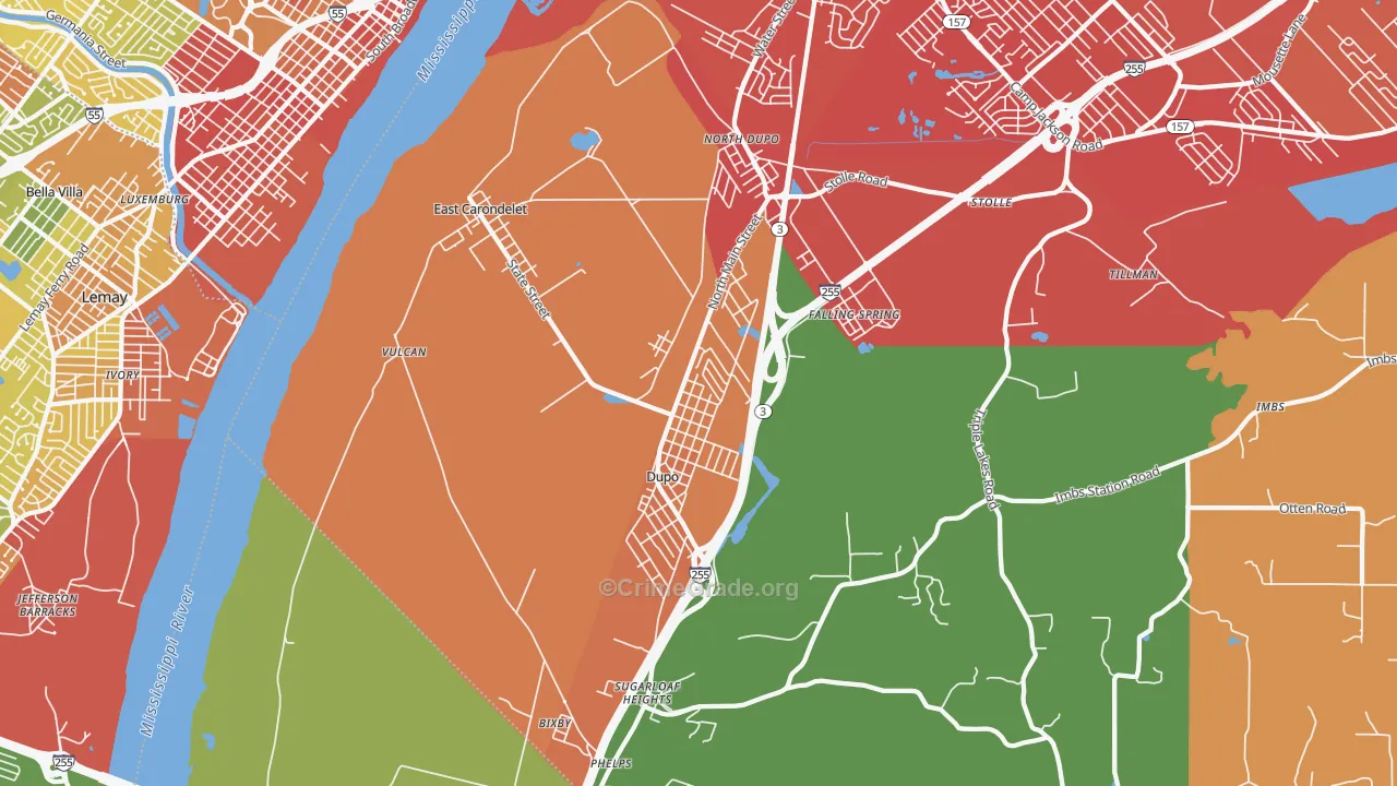 East Carondelet, IL Map of Burglary Rates