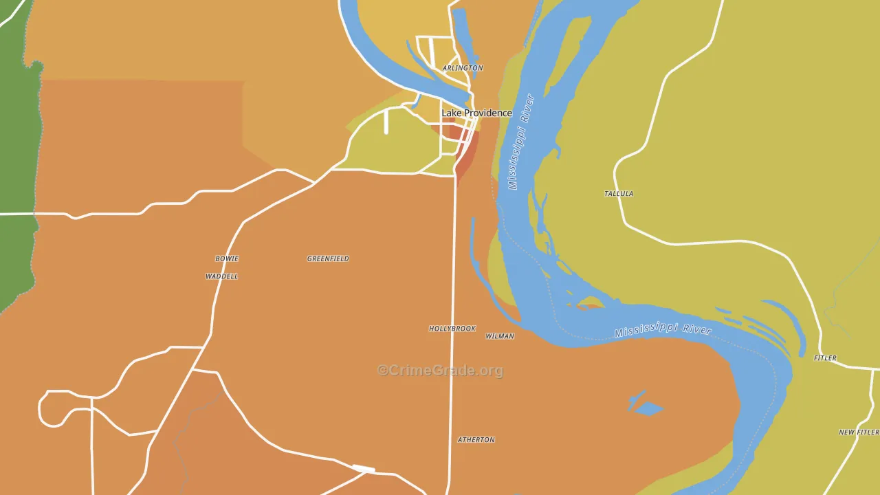 East Carroll Parish, LA Map of Burglary Rates