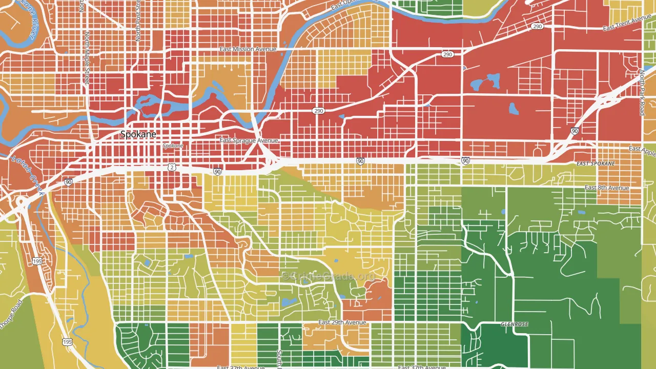 East Central, Spokane, WA Map of Burglary Rates
