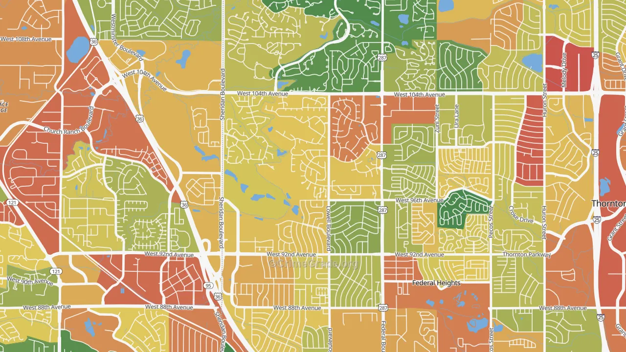 East Central Westminster, Westminster, CO Map of Burglary Rates