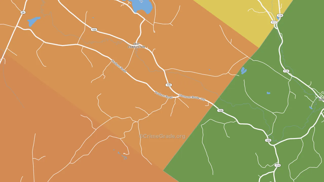 East Charleston, VT Map of Burglary Rates